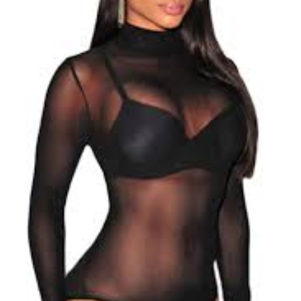 NWT  HOST PICK Sheer Soft Mesh Long Sleeve Bodysuit